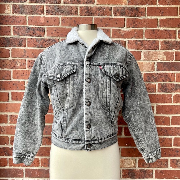 Levi's Jackets & Blazers - Vintage 80’s Levi’s Black Stonewashed Sherpa Lined Jean Jacket Size Large